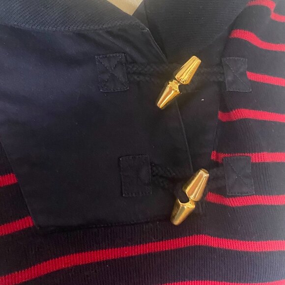 Ralph Lauren LRL Pullover Sweater Red Blue Stripe Shawl Collar - Medium - Picture 8 of 12